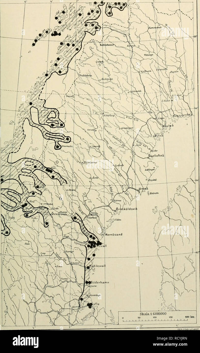 . Den norrländska florans : geografiska fördelning och invandringshistoria ; med särskild hänsyn till dess sydskandinaviskar arter. Las plantas; las plantas. OCH KARTOR STà NDORTER Kartan 35 5 17. Corydalis fabacea.. I Norge gÃ¥r arten mot norr hasta 69°58' n. br. Yo Jtr frigt texten ös. 160.. Por favor tenga en cuenta que estas imágenes son extraídas de la página escaneada imágenes que podrían haber sido mejoradas digitalmente para mejorar la legibilidad, la coloración y el aspecto de estas ilustraciones pueden no parecerse perfectamente a la obra original. Gunnar Andersson, 1865-1928; Birger, Selim, 1879-1931. Uppsala : Almqvist &Amp; Wiksell Foto de stock