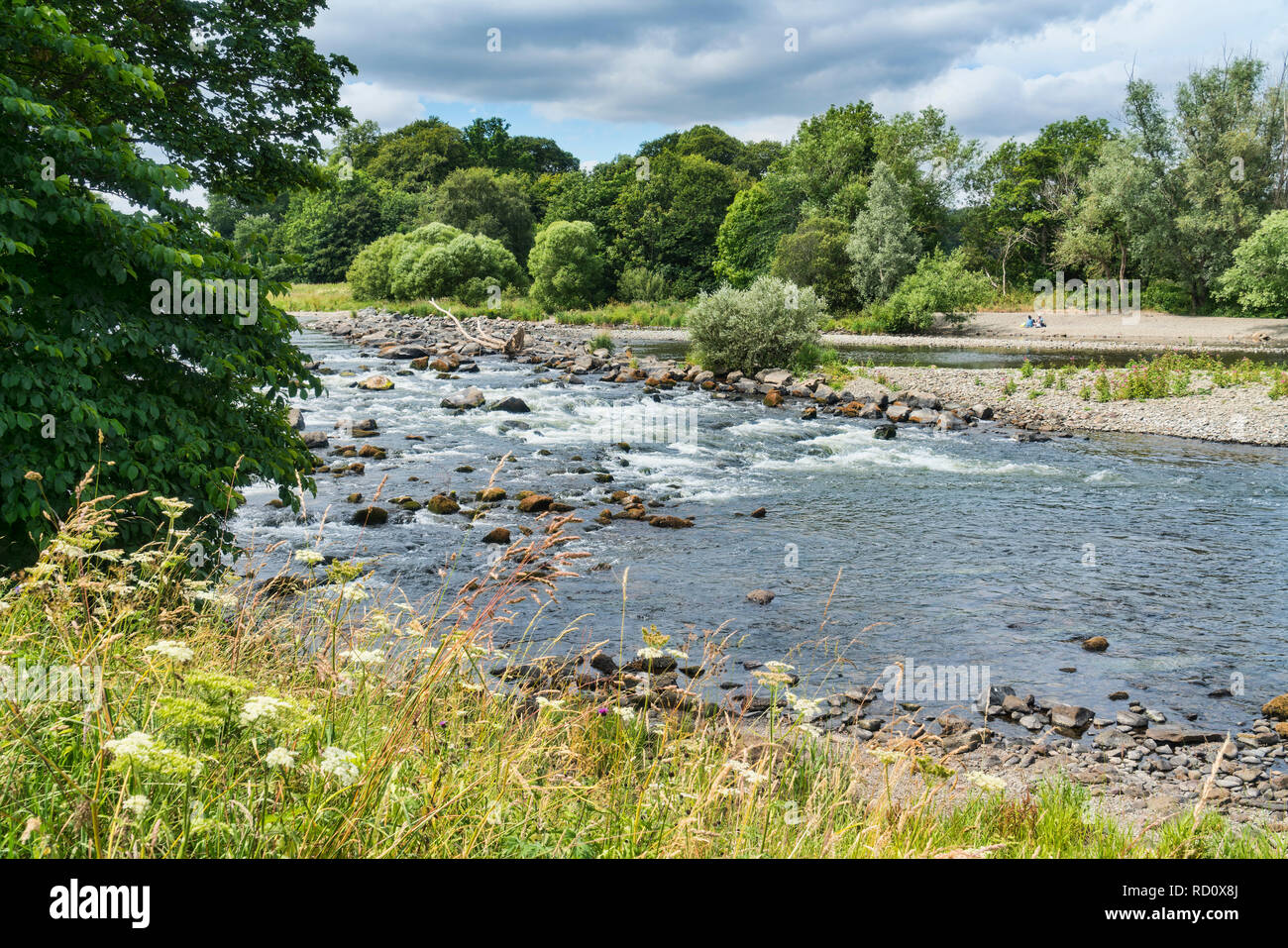 El tweed del río en Melrose, Southern Upland Way, región fronteriza, Escocia, Reino Unido. Foto de stock