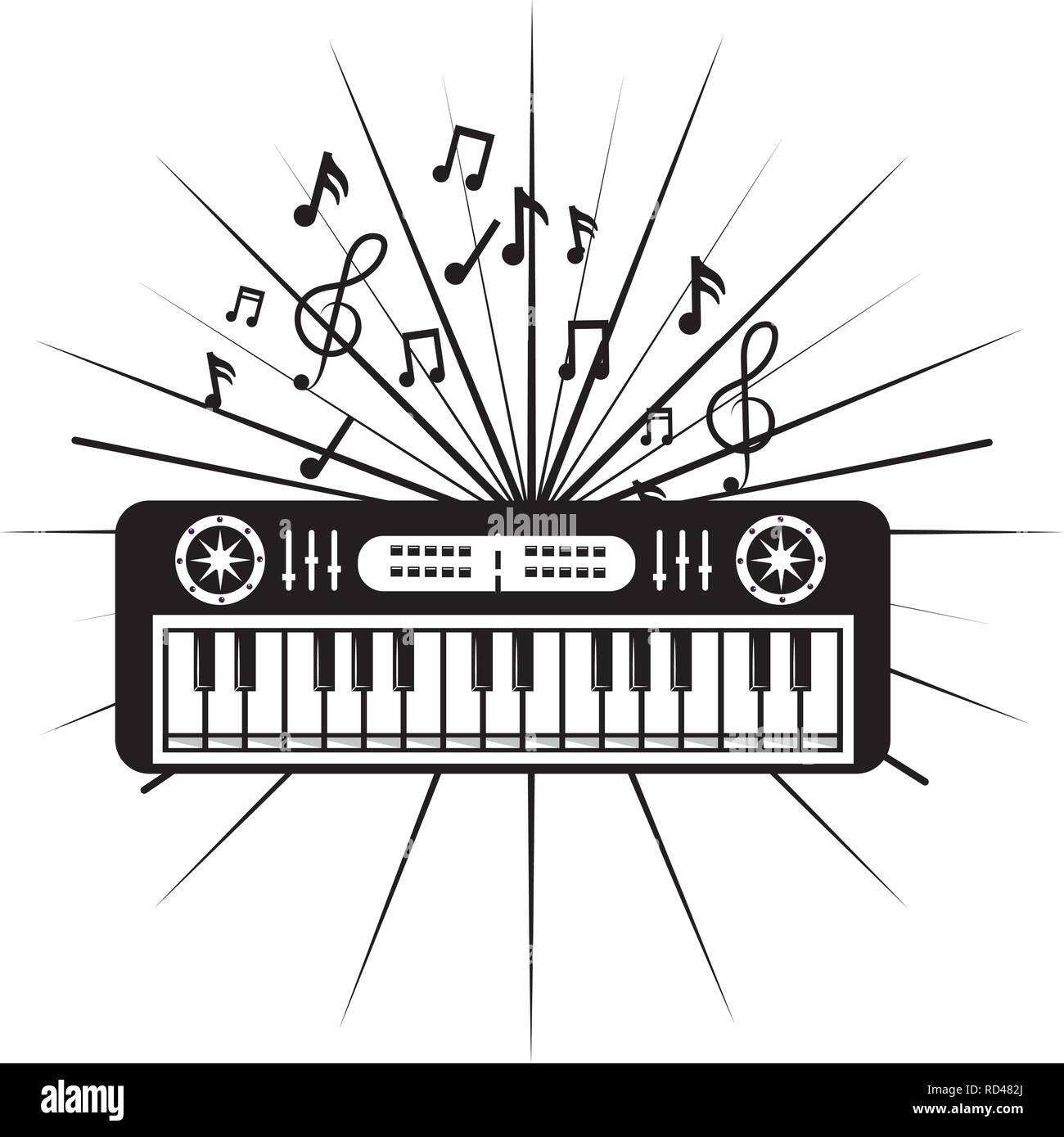 Teclado con notas musicales Imagen Vector de stock Alamy