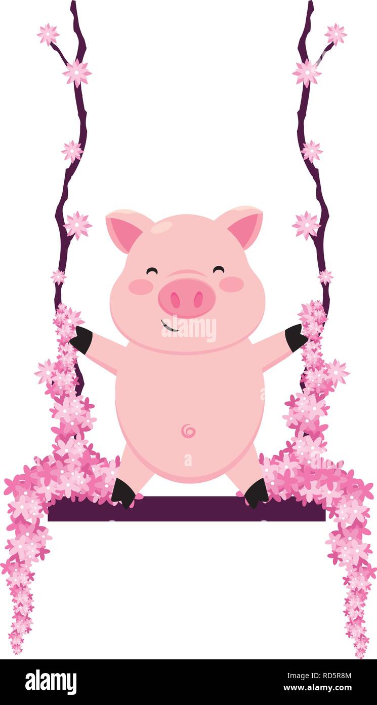 Cerdos en un columpio Imagen Vector de stock - Alamy