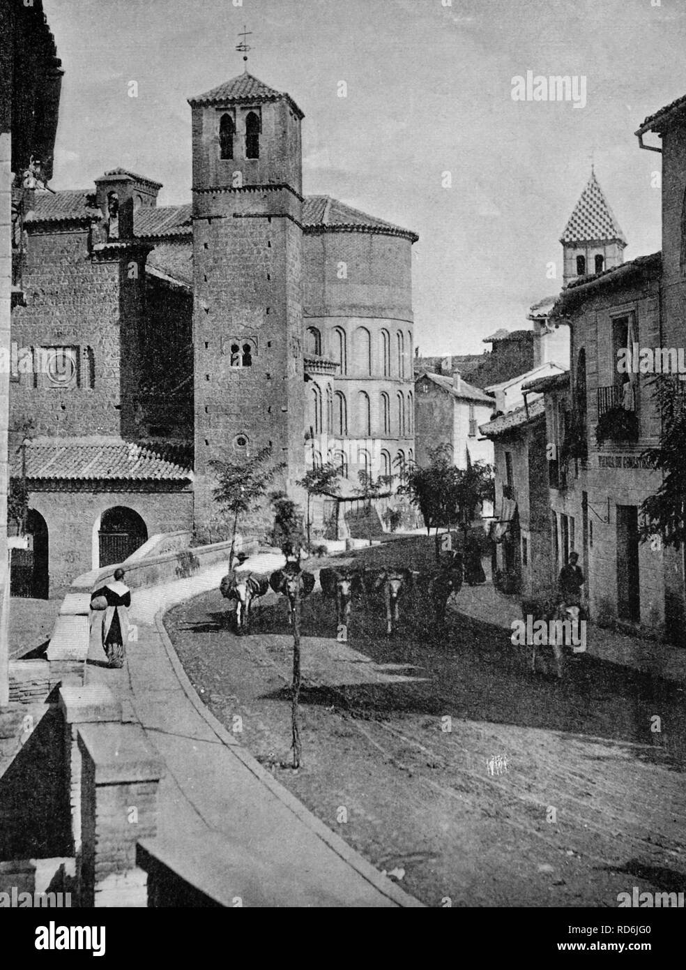 Autotype temprana de Toledo, Sitio del Patrimonio Mundial de la UNESCO, Castilla-La Mancha, España, foto histórica, 1884 Foto de stock
