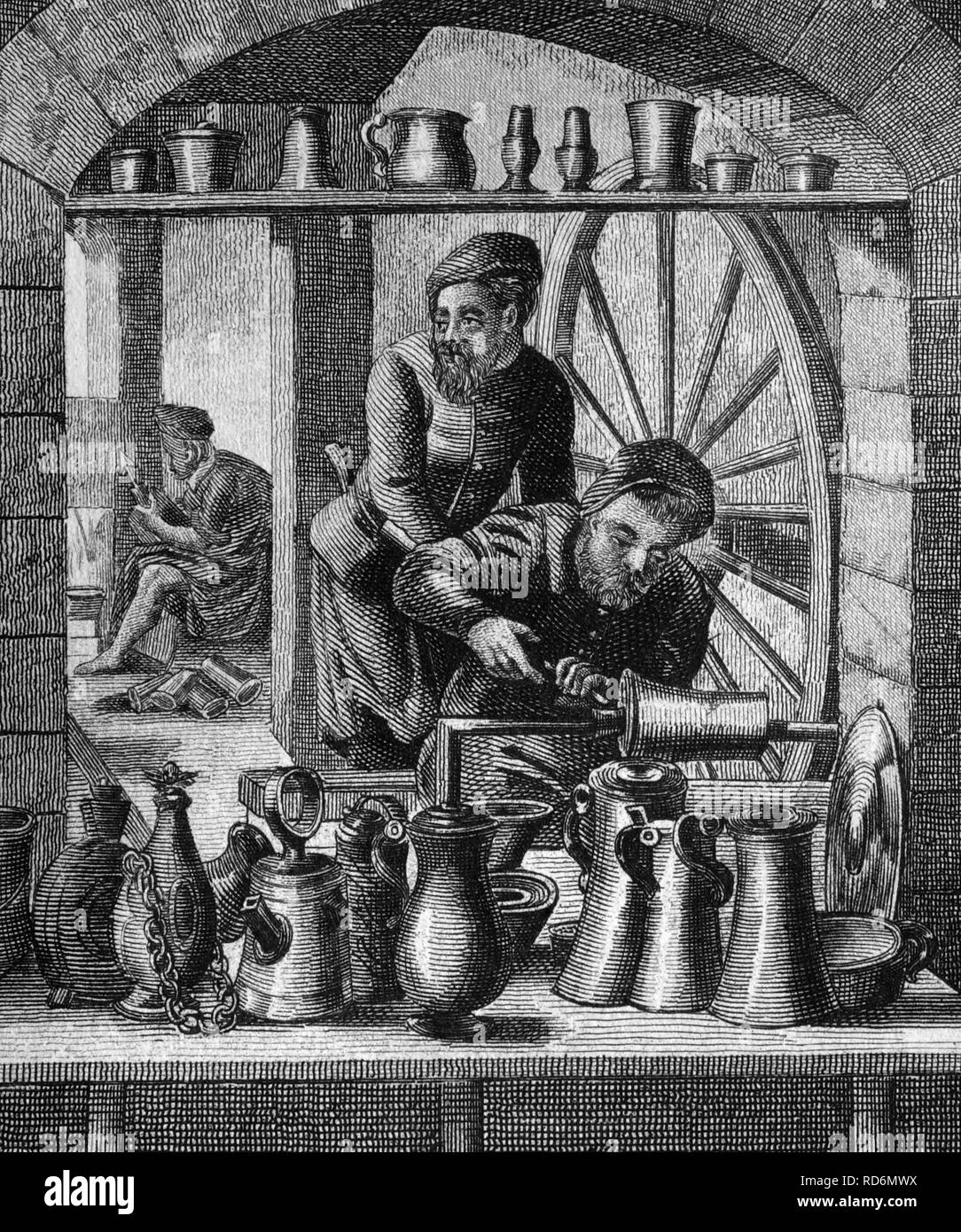 Pot de ruedas, Siglo xvi, ilustración histórica Foto de stock