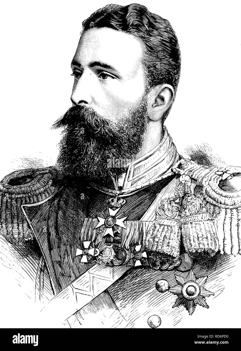 Alexander Joseph von Battenberg, Alejandro I (1857-1893), príncipe de Bulgaria, ilustración histórica, circa 1886 Foto de stock