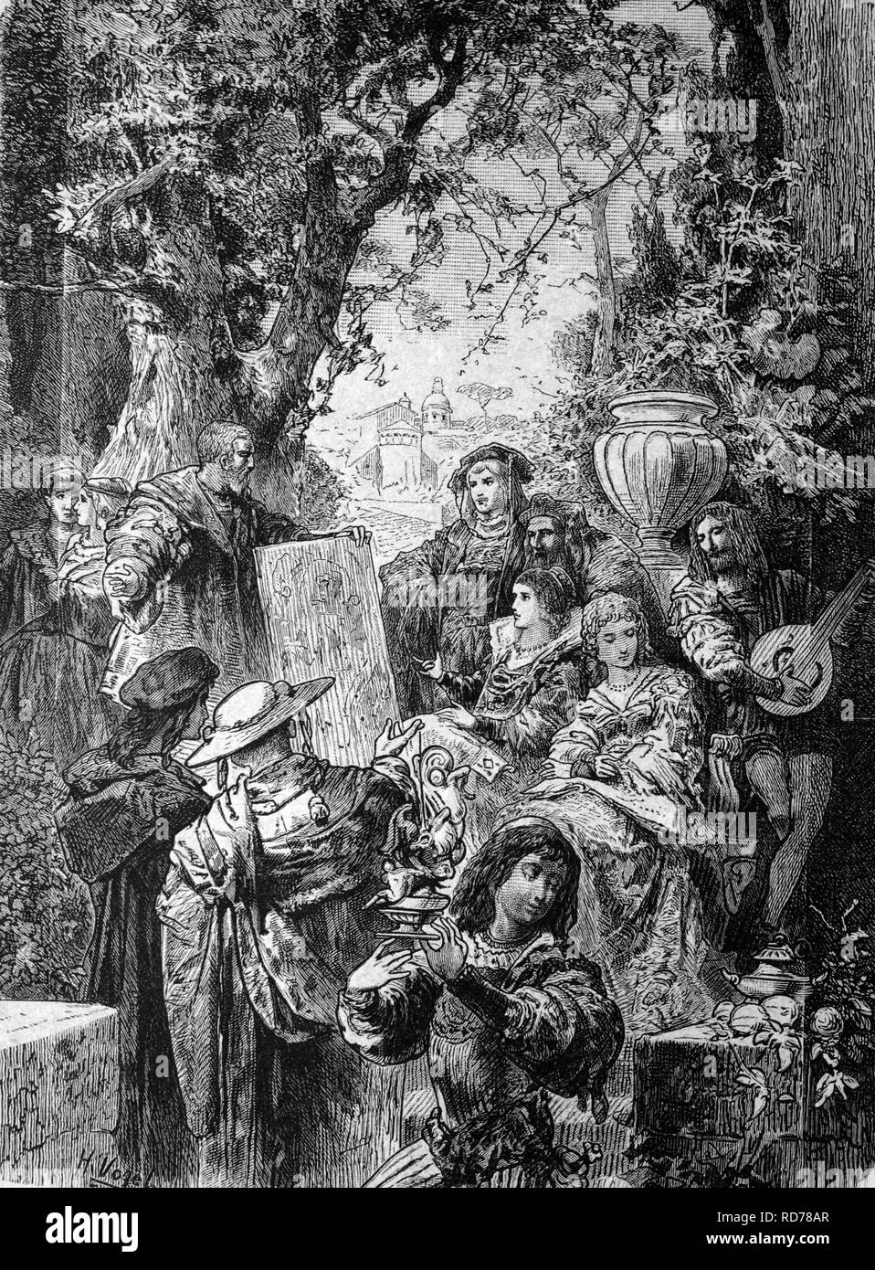 Miguel Ángel (1475-1564), por Vittoria Colonna, ilustración histórica, circa 1886 Foto de stock