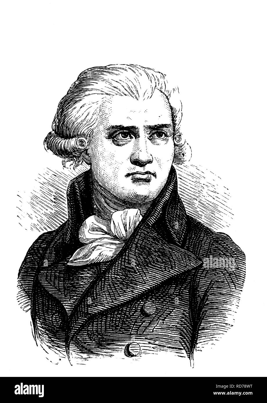 George Danton, 1759 - 1794, el líder de la Revolución Francesa, histórico xilografía, circa 1880 Foto de stock