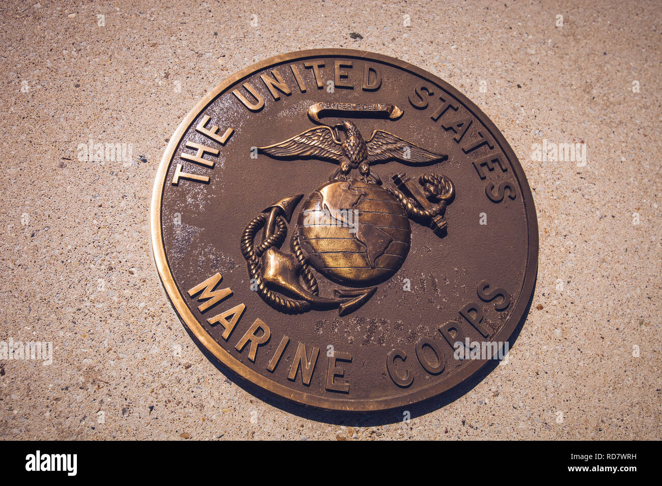 Placa de bronce del Marine Corps sello Foto de stock