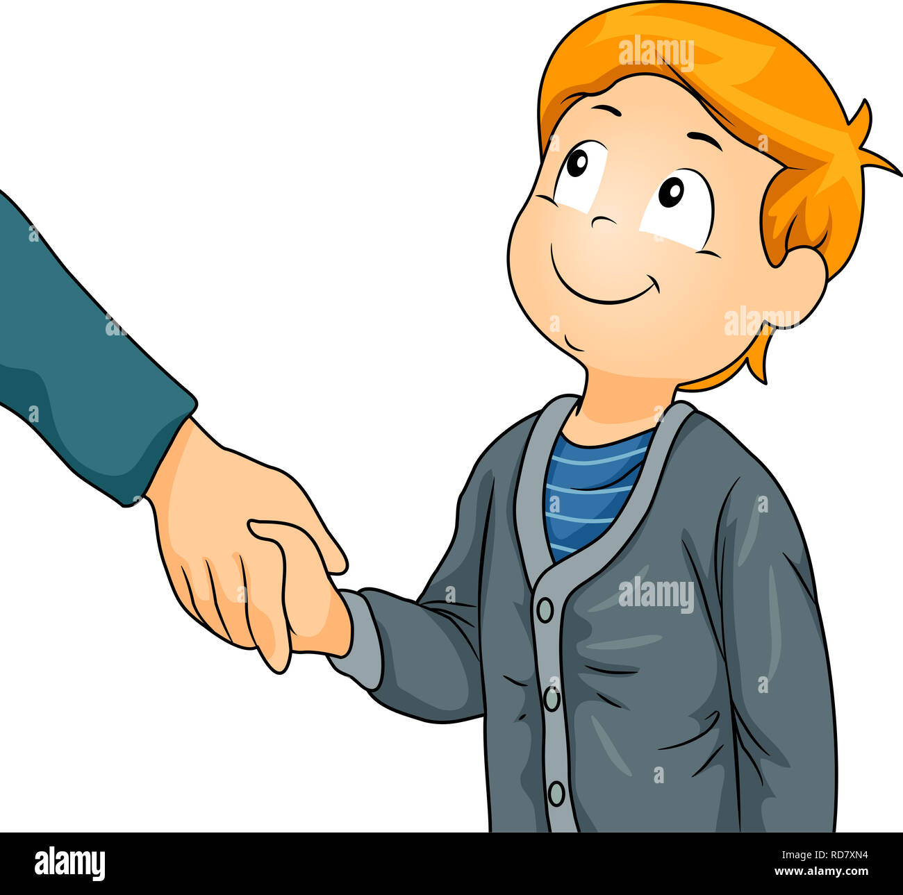 Ilustración de un niño chico estrechando la mano de un adulto como saludo  Fotografía de stock - Alamy