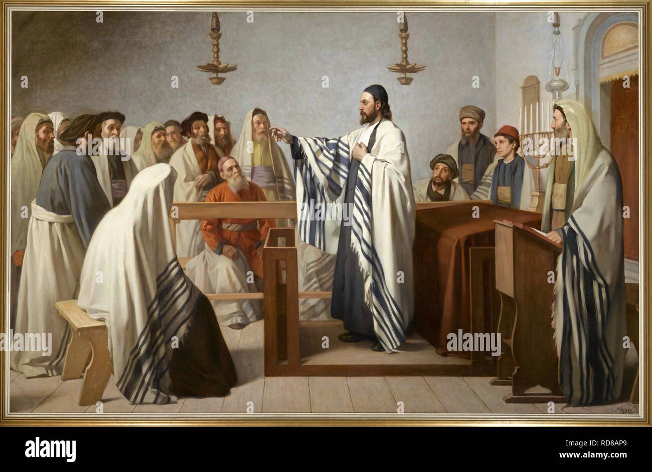 Sermón en un oratorio israelita (Sermón dans onu oratoire israélite). Museo: Musée d'art et d'histoire du judaïsme, París. Autor: MOYSE Edouard. Foto de stock