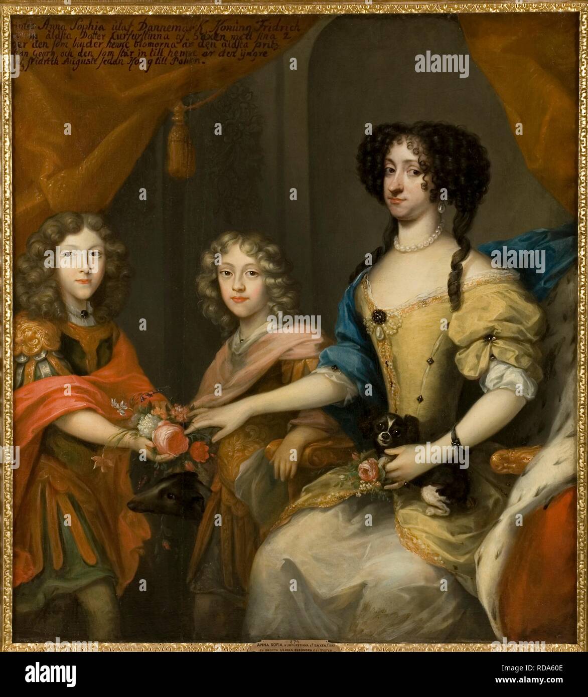 Anna Sophie de Dinamarca (1647-1717), Electress de Sajonia con hijos John George y Frederick Augustus. Museo: Nationalmuseum de Estocolmo. Autor: Krafft, David von. Foto de stock