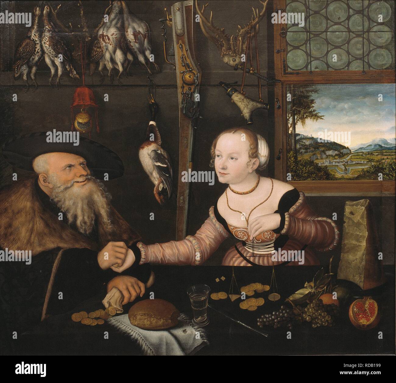 Los malos par coincidente. Museo: Nationalmuseum de Estocolmo. Autor: Cranach, Lucas, el anciano. Foto de stock