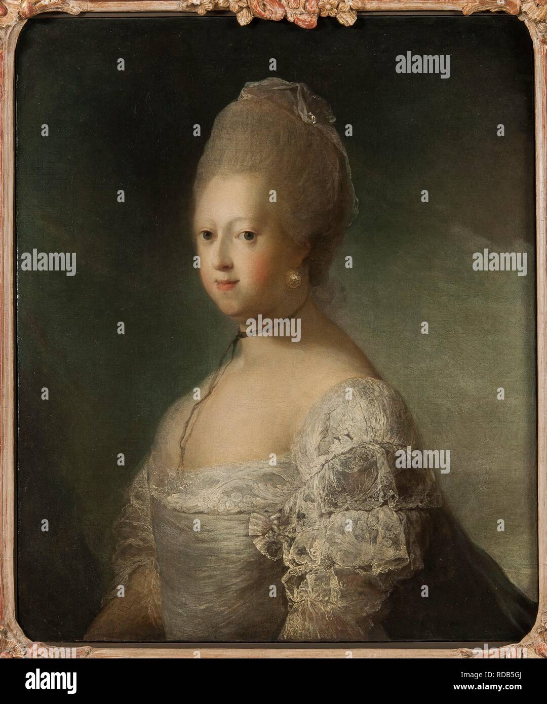 Retrato de Caroline Matilde de Gran Bretaña (1751-1775), Reina de Dinamarca. Museo: Nationalmuseum de Estocolmo. Autor: Pilo, Carl Gustaf. Foto de stock