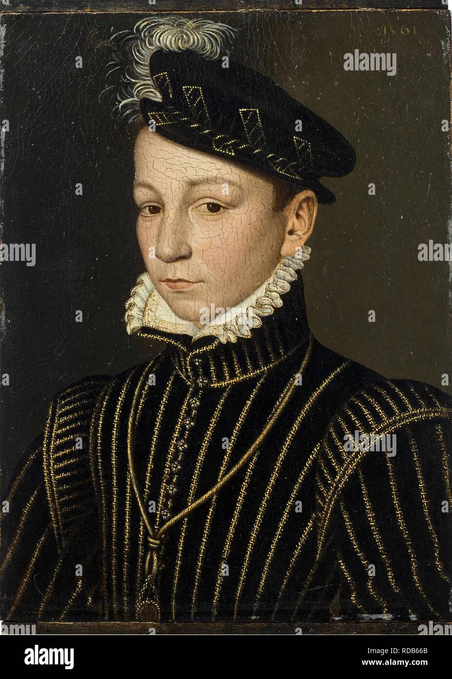 Retrato del Rey Carlos IX de Francia (1550-1574). Museo: Colección privada. Autor: CLOUET, François. Foto de stock