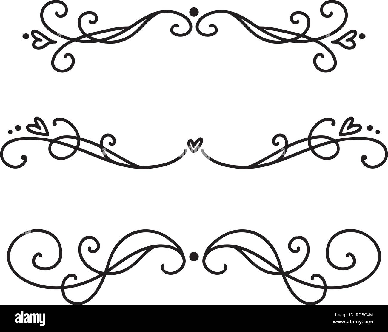 Vector vintage elegante línea de divisores y separadores, remolinos y  esquinas adornos decorativos. Líneas de elementos de diseño floral de  filigrana. Florecer curl ele Imagen Vector de stock - Alamy