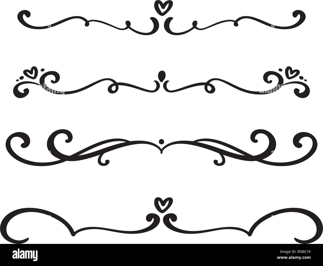 Vector Vintage Elegante Linea De Divisores Y Separadores Remolinos Y Esquinas Adornos Decorativos Lineas De Elementos De Diseno Floral De Filigrana Florecer Curl Ele Imagen Vector De Stock Alamy