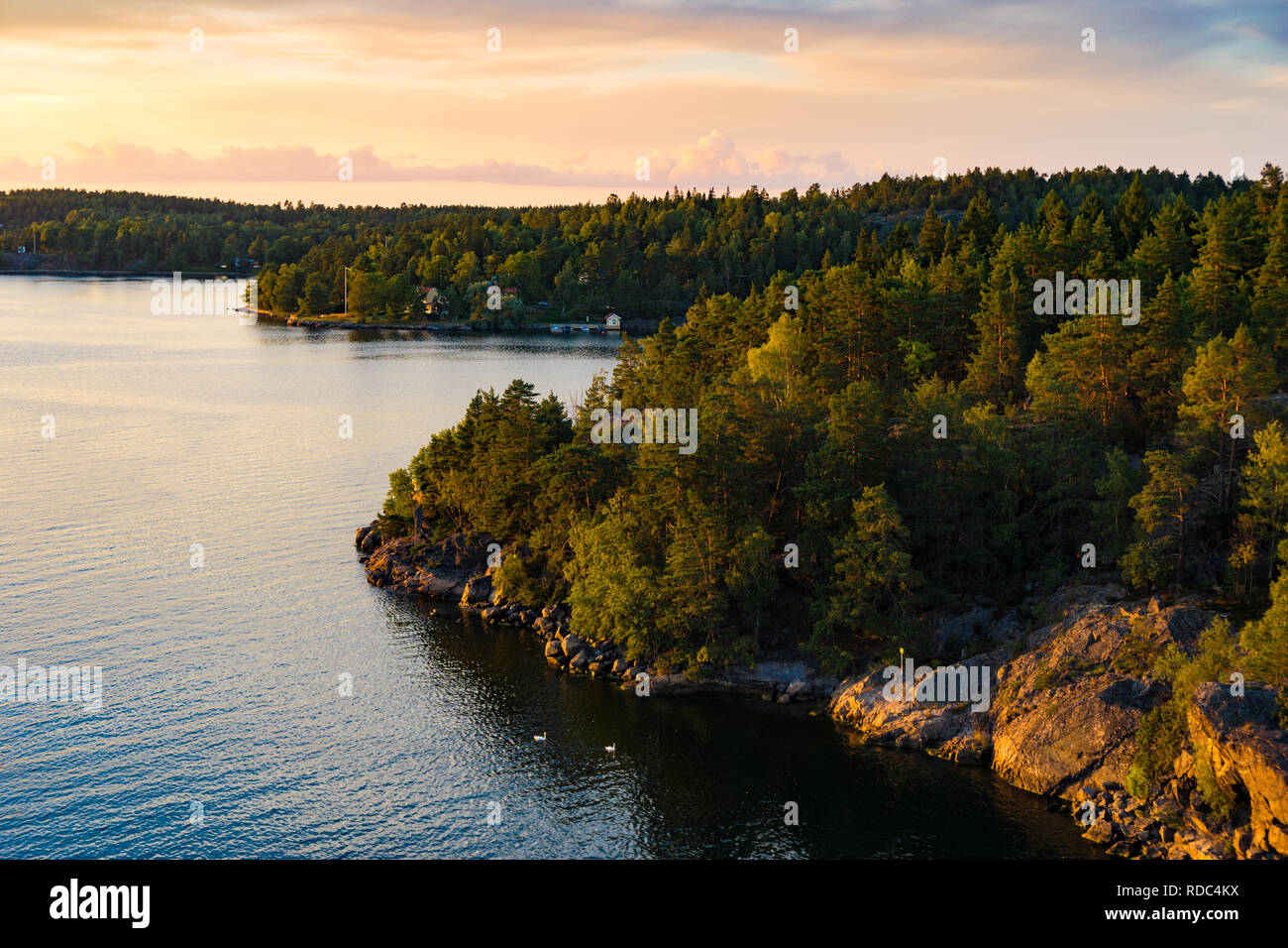 Vista de la costa o el costo de Suecia - archipiélagos cerca de Estocolmo, Suecia. Foto de stock