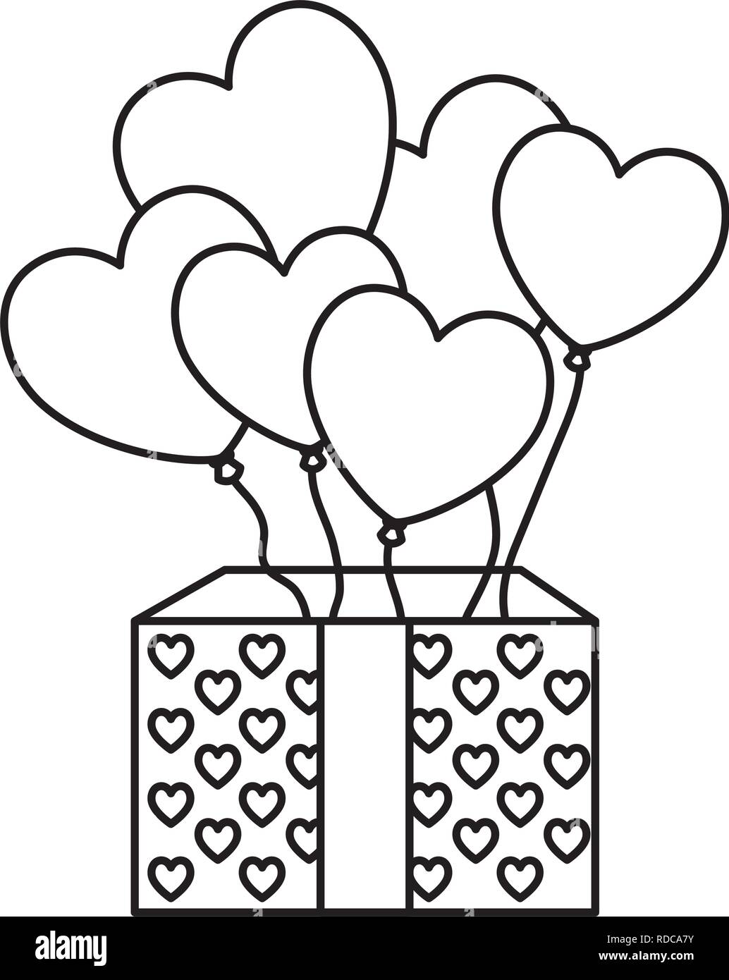 Caja de regalo con globos de helio actual Imagen Vector de stock - Alamy