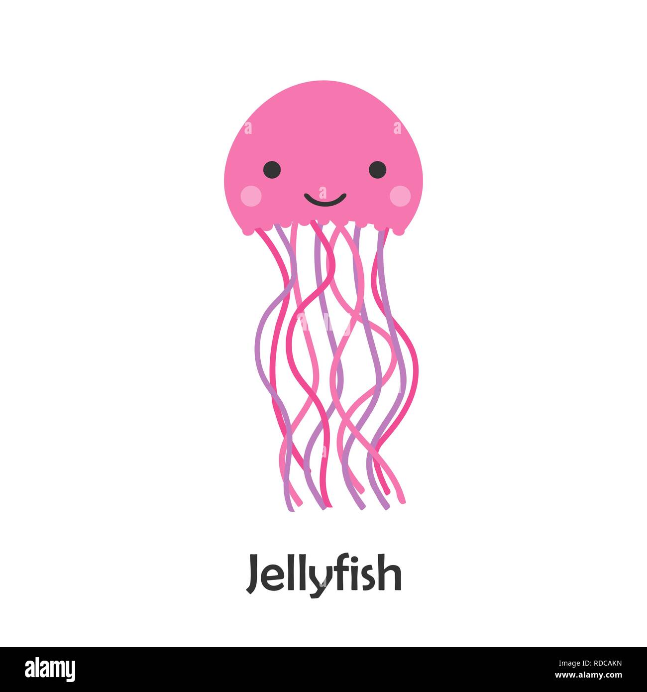 Medusas en el estilo de dibujos animados, tarjeta con animales marinos  oceánicos para kid, actividad para niños preescolares, vector Imagen Vector  de stock - Alamy