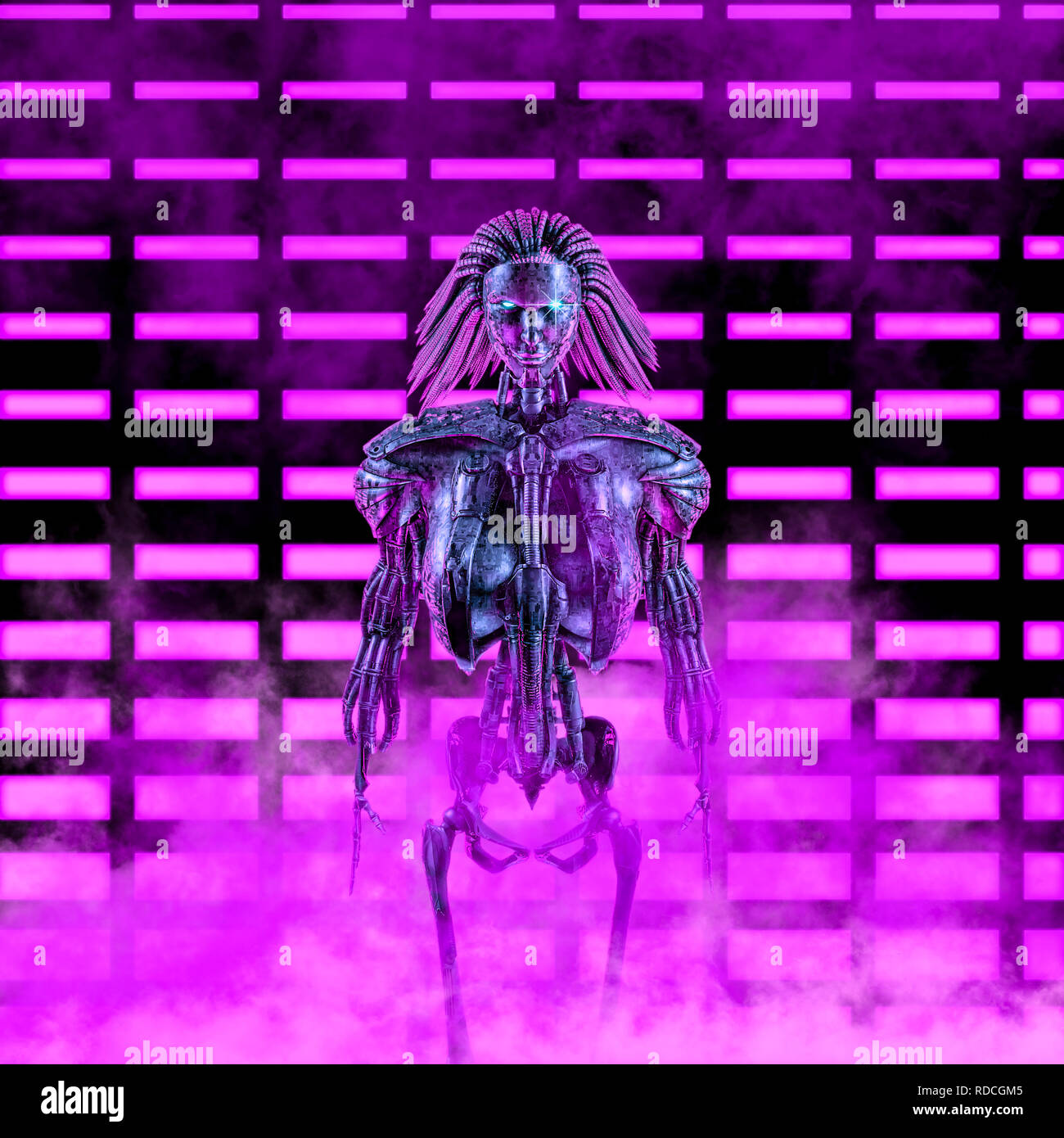 La princesa robot neon / 3D ilustración de ciencia ficción escena con  hembra pelo puntiagudo android delante de brillantes luces de neón  Fotografía de stock - Alamy