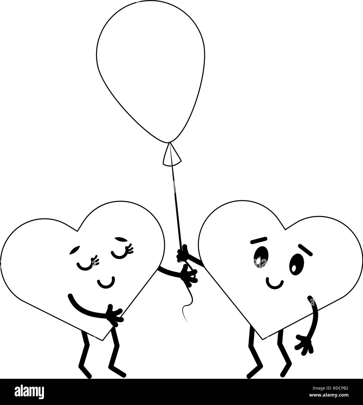 Bonitos corazones en el amor dibujos animados Imagen Vector de stock - Alamy