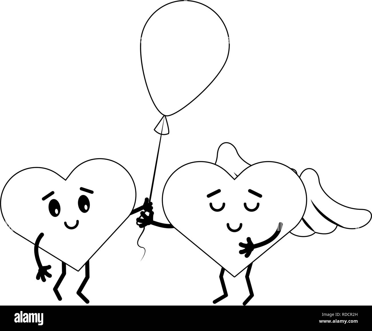 Bonitos corazones en el amor dibujos animados Imagen Vector de stock - Alamy
