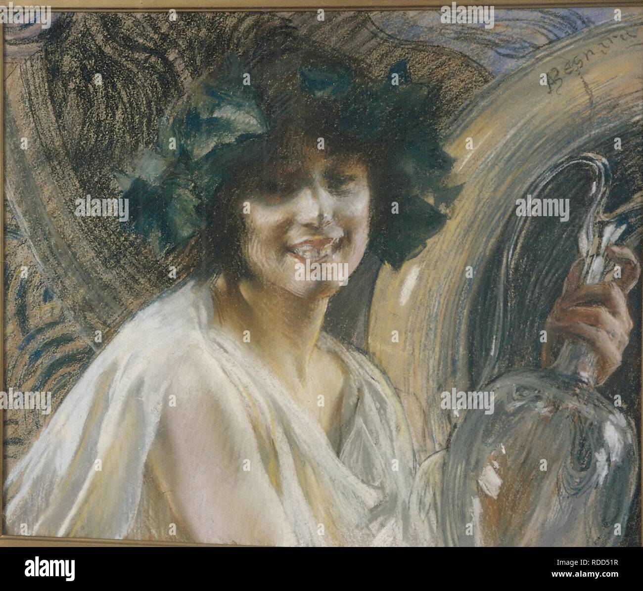 Bacchante (Ninfa coronada con hojas de vid). Museo: Musée Faure, Aix-les-Bains. Autor: Besnard, Paul-Albert. Foto de stock