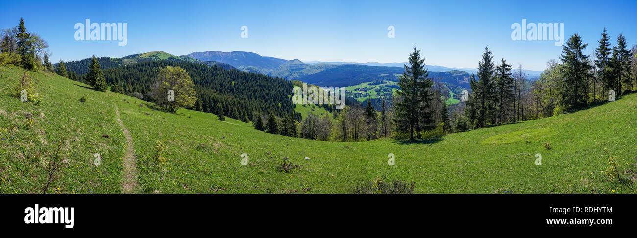 Idílico panorama natural con colinas de Fatra montañas en Eslovaquia en un día soleado de verano. Foto de stock