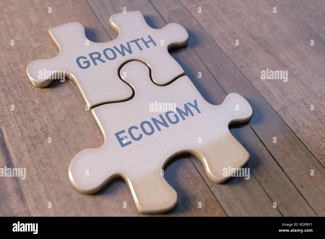 Las piezas de un rompecabezas con el crecimiento y la economía, la ilustración. Foto de stock
