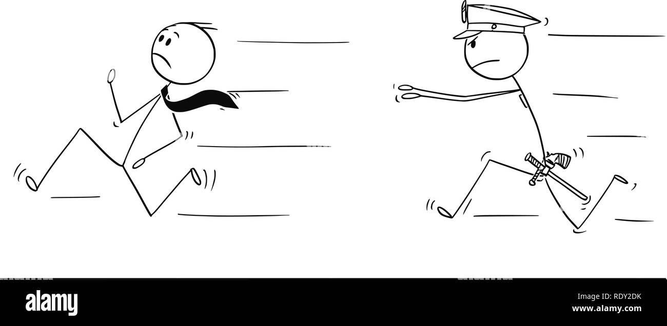 Caricatura del empresario corriendo de policía Ilustración del Vector
