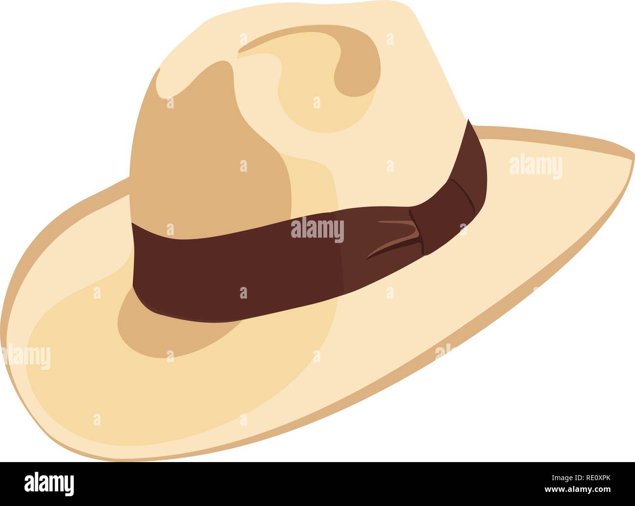 Sombrero de Cowboy icono con cinta o hat band. Simple caricatura hat  ilustración. floppy hat. sombrero de ala ancha Imagen Vector de stock -  Alamy