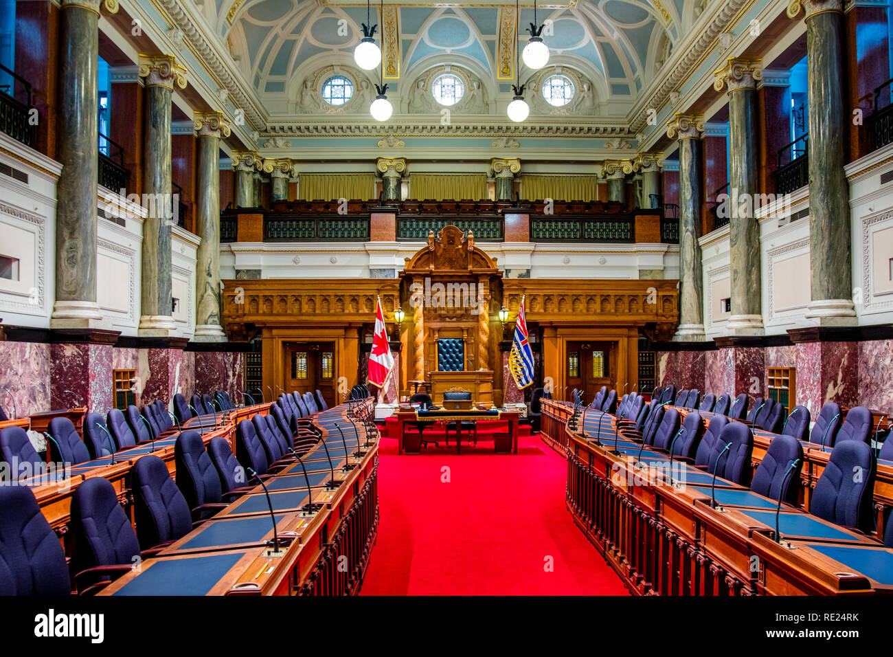 La Sala de Sesiones del Parlamento de BC en Victoria, BC, Canadá Foto de stock