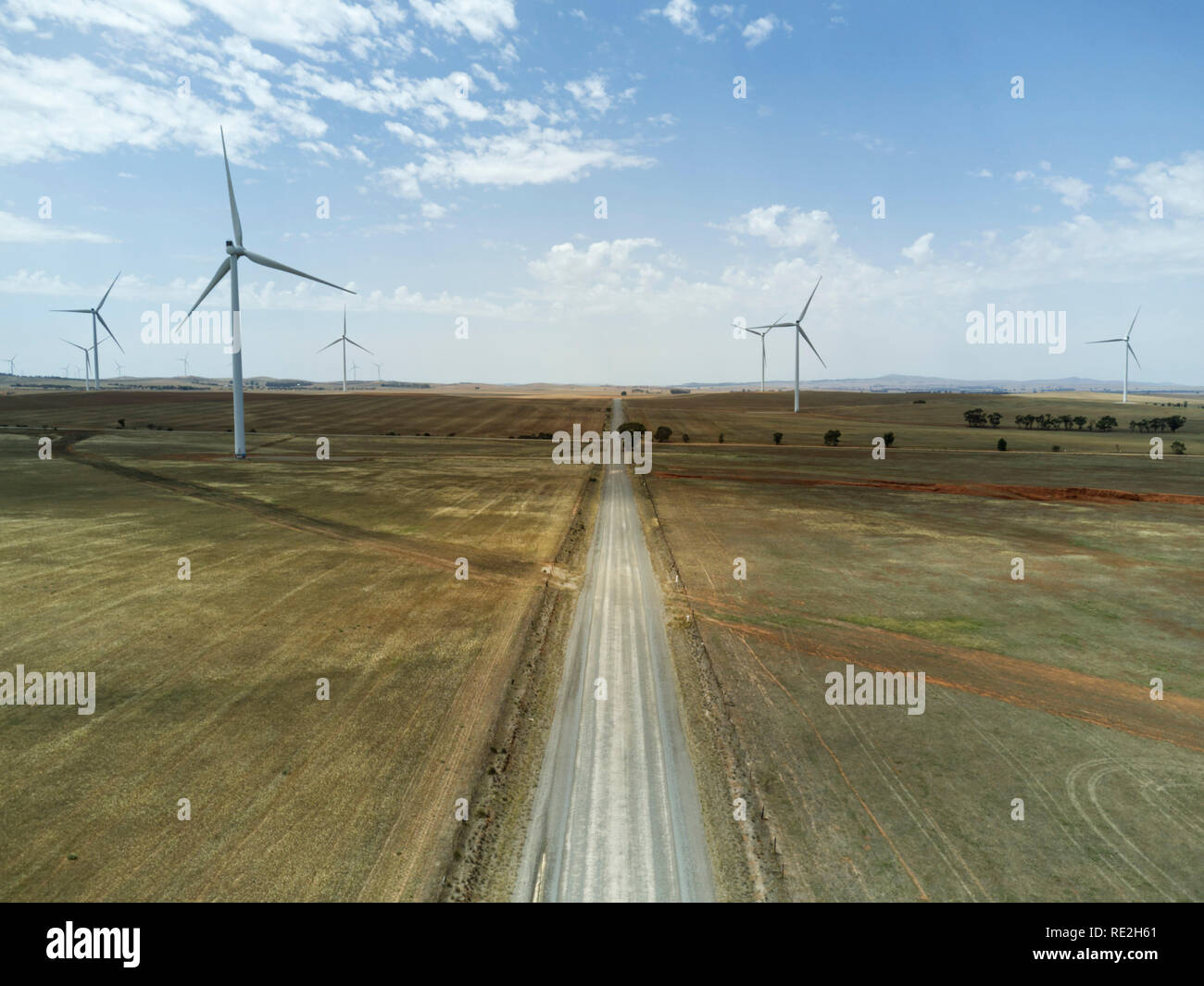 Las turbinas eólicas generadoras de electricidad de Australia del Sur Foto de stock