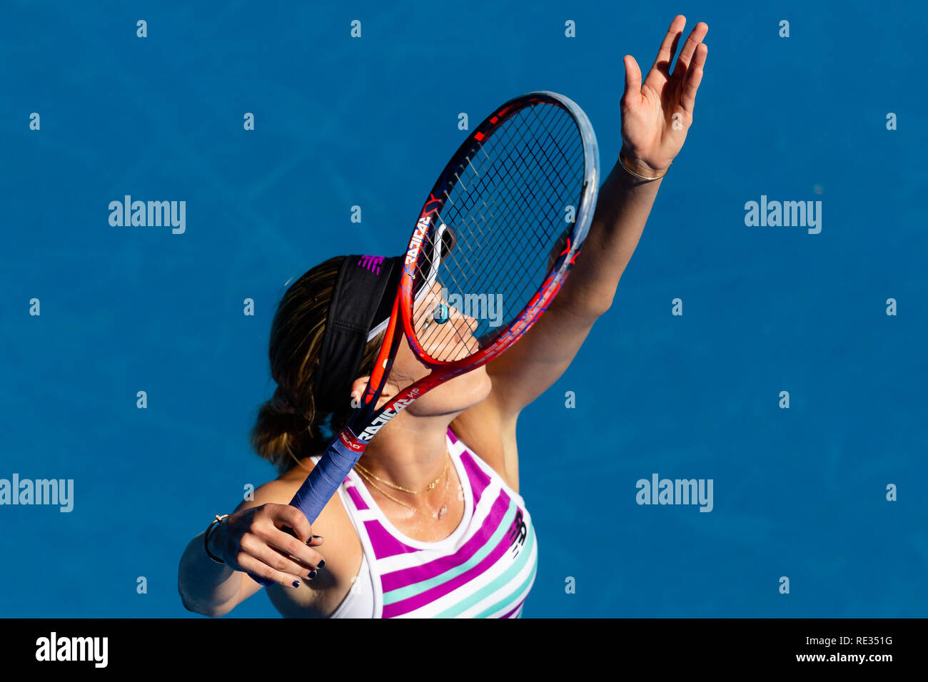 Melbourne, Australia. 20 ene, 2019. Danielle Collins, de los Estados Unidos  derrotó a número dos mundial Angelique Kerber en el día 7 en el Abierto de  Australia 2019 del torneo de tenis