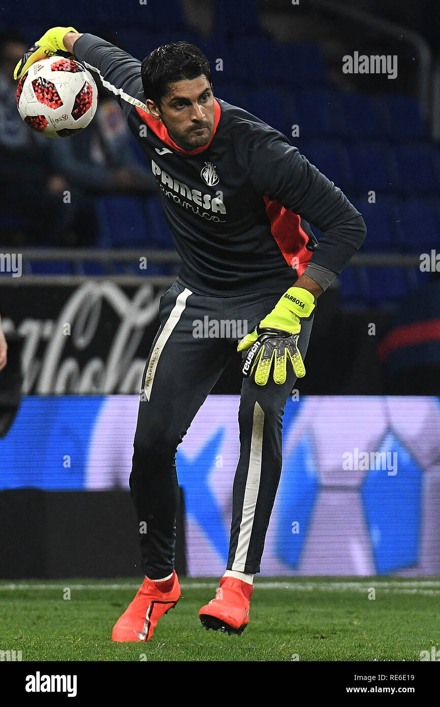 BARCELONA, 17-01-2019. Copa el Rey 2018/ 2019, Ronda de 8 segunda pierna.  Espanyol-Villarreal. Mariano Barbosa durante el partido contra el Espanyol,  el Villarreal Fotografía de stock - Alamy