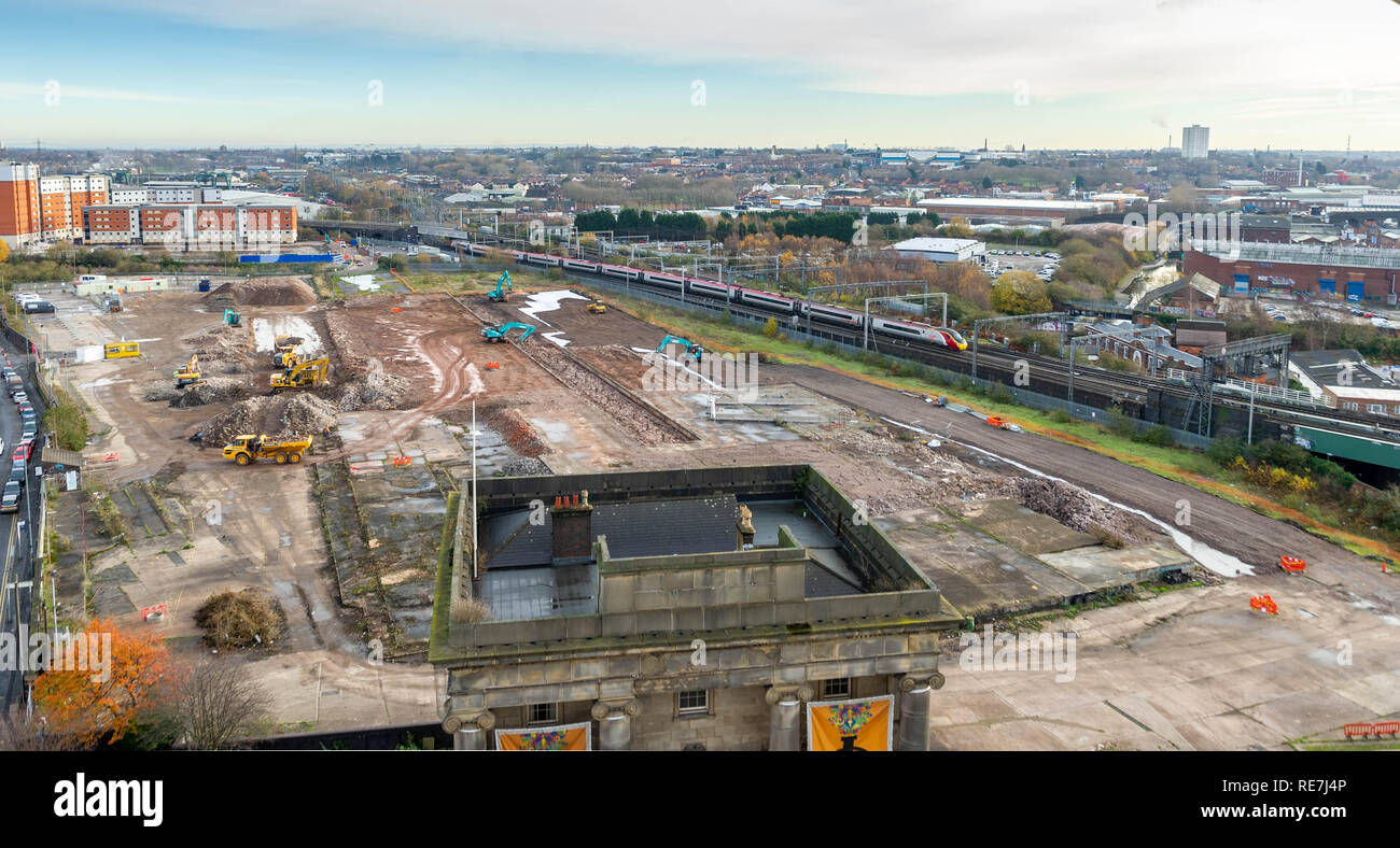 Los trabajos de construcción de la nueva estación de alta velocidad 2 ha comenzado en el Curzon Street, Birmingham. Los trenes de alta velocidad a/desde Londres operará desde 2027 Foto de stock