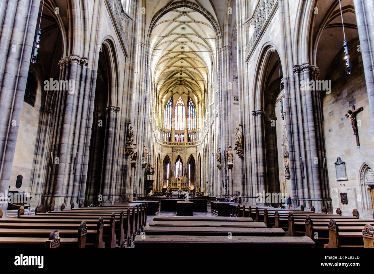 La hermosa catedral de San Vito en El Castillo de Praga en Praga, República Checa Foto de stock