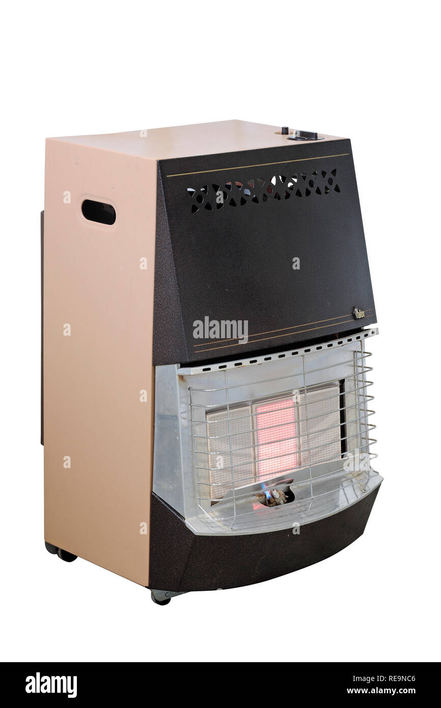 Valor Retro calentador infrarrojo Modelo 383X Portable Calor Calentador de Gas aislado sobre un fondo blanco. Foto de stock