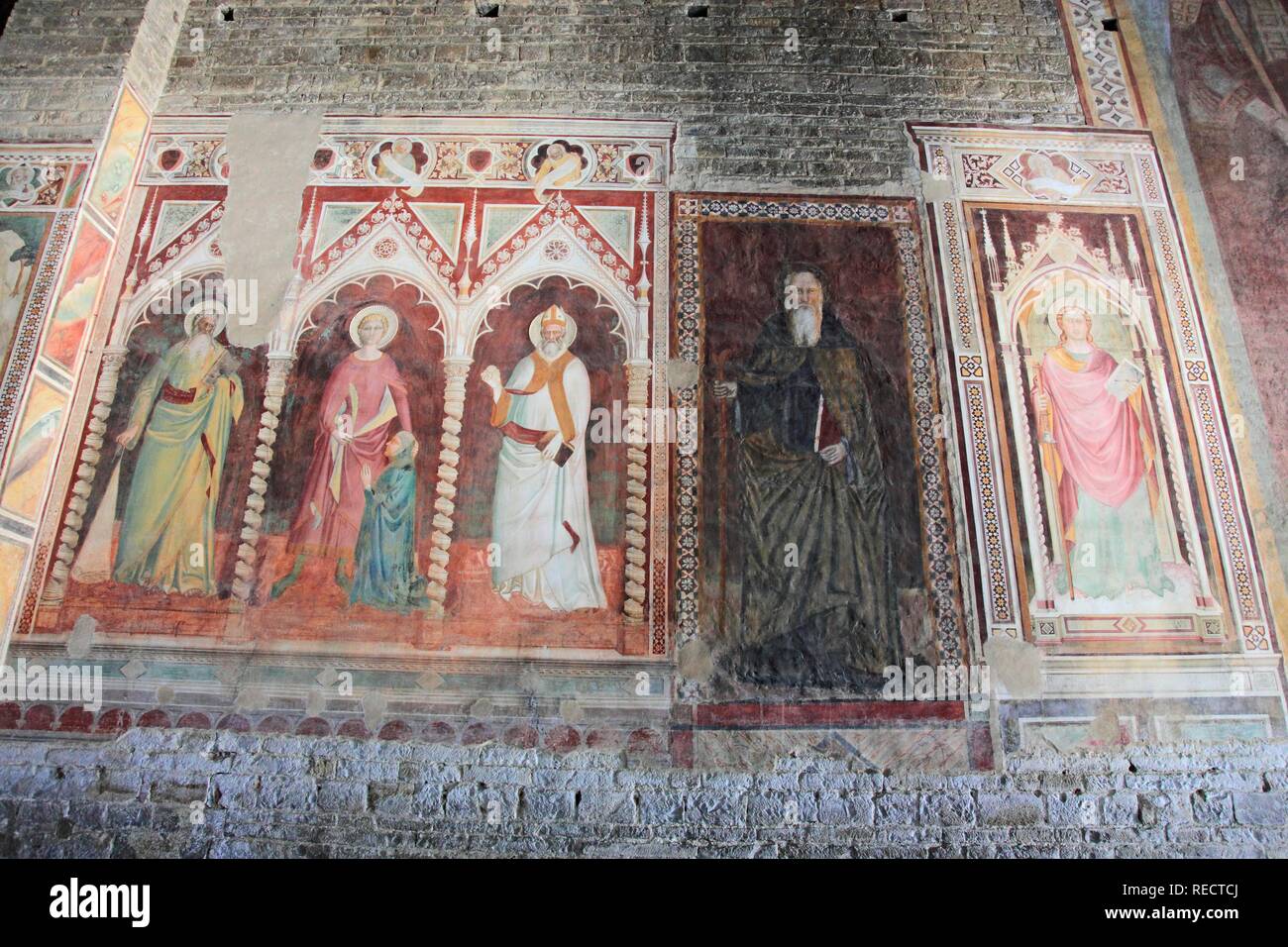 Los frescos en la iglesia más antigua fundada en Florencia, San Miato al Monte, Firenze, Florencia, Toscana, Italia, Europa Foto de stock