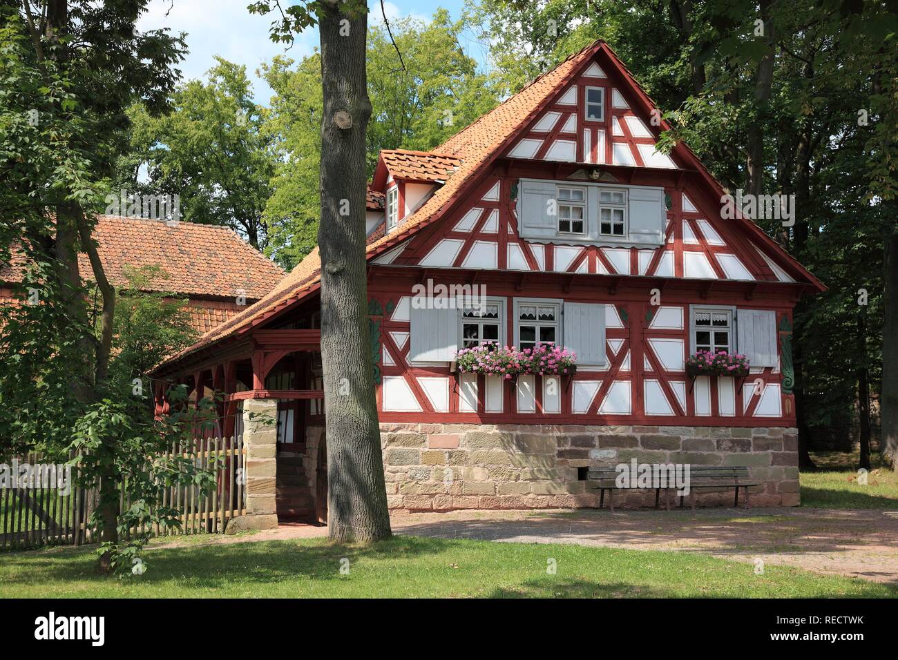 La Hennebergisches Freilichtmuseum-museo al aire libre cerca del monasterio de Vessra, distrito de Hildburghausen, Turingia, Alemania Foto de stock
