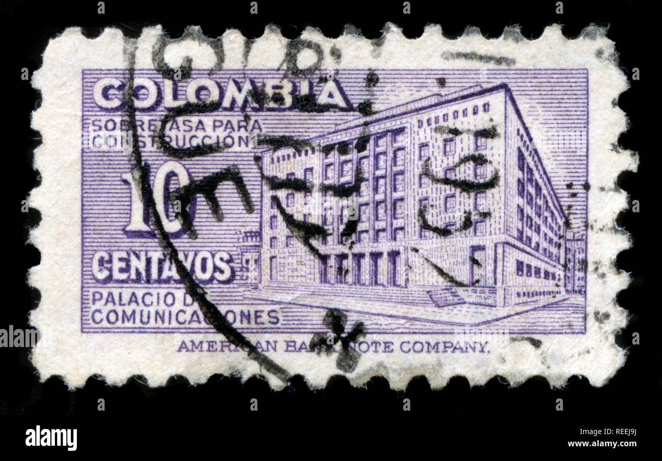 Sello de Colombia en la serie de sellos fiscales postal emitido en 1948  Fotografía de stock - Alamy