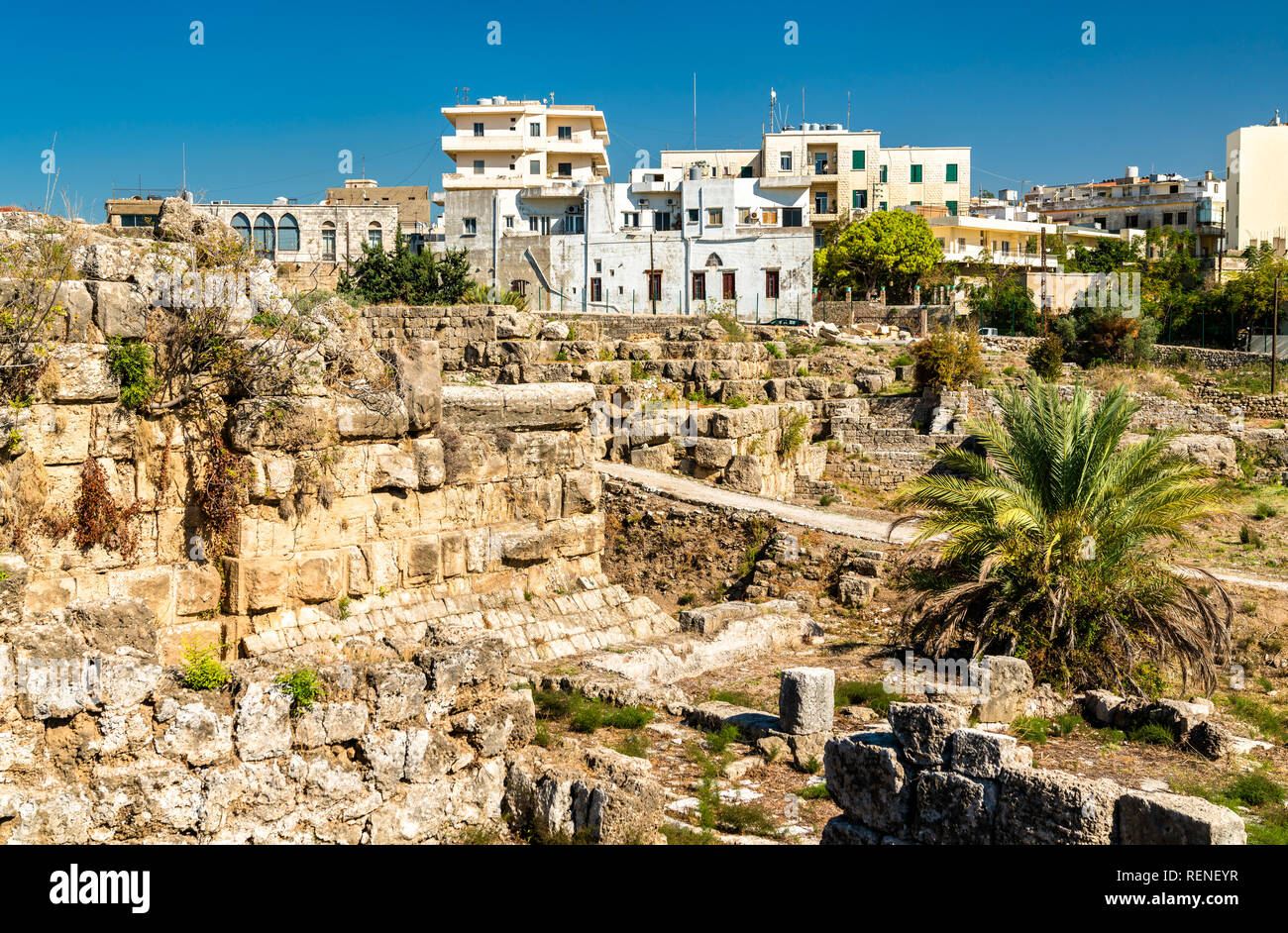 Ruinas de Biblos en el Líbano, un sitio del Patrimonio Mundial de la UNESCO Foto de stock