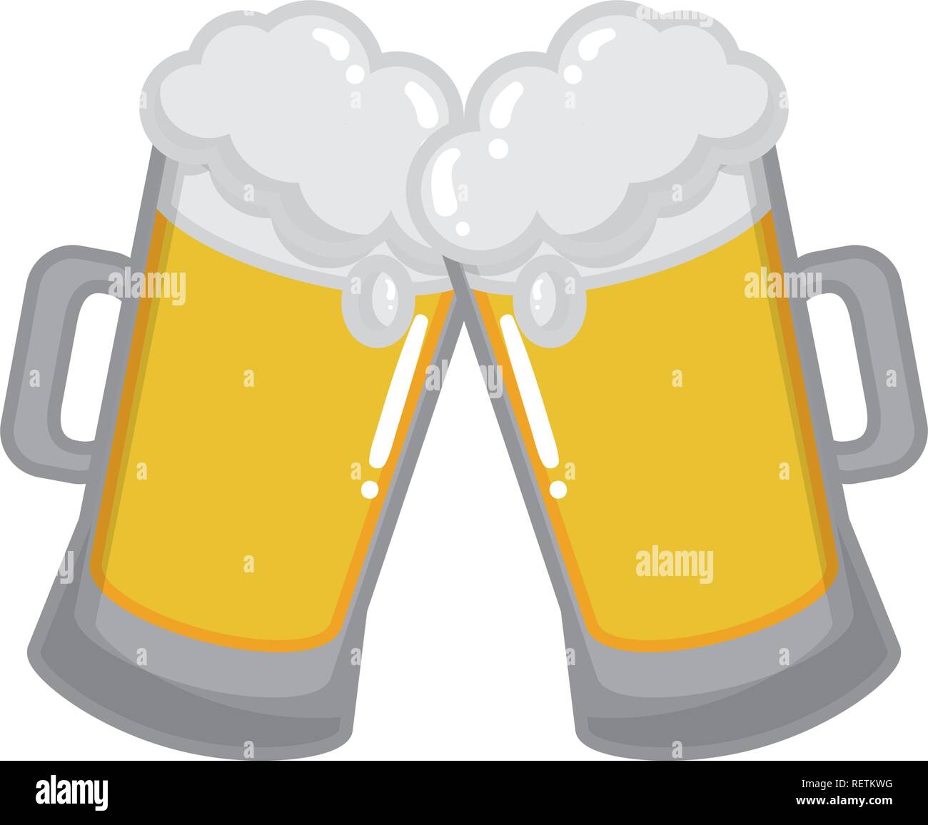 Dos jarras de cerveza fiesta de espuma Imagen Vector de stock - Alamy