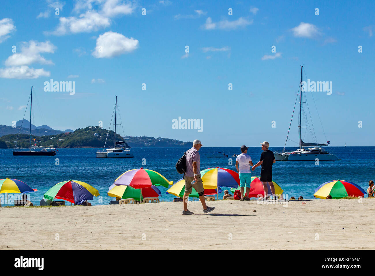 Pigeon Island Beach, Santa Lucía, una de las Islas de Barlovento en el Caribe. Foto de stock