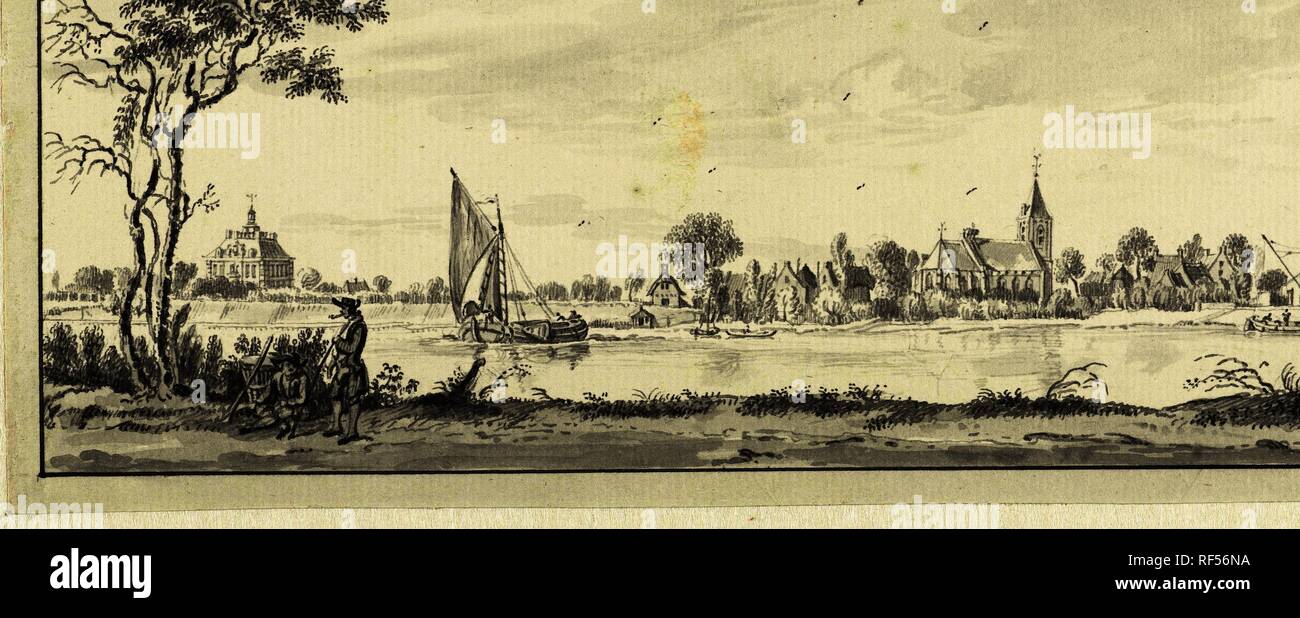 Vista de Huis Herlaar y Tienhoven. Ponente: Jan de Beijer. Datación: 1750. Mediciones: h 73 mm × W 199 mm. Museo: Rijksmuseum, Amsterdam. Foto de stock