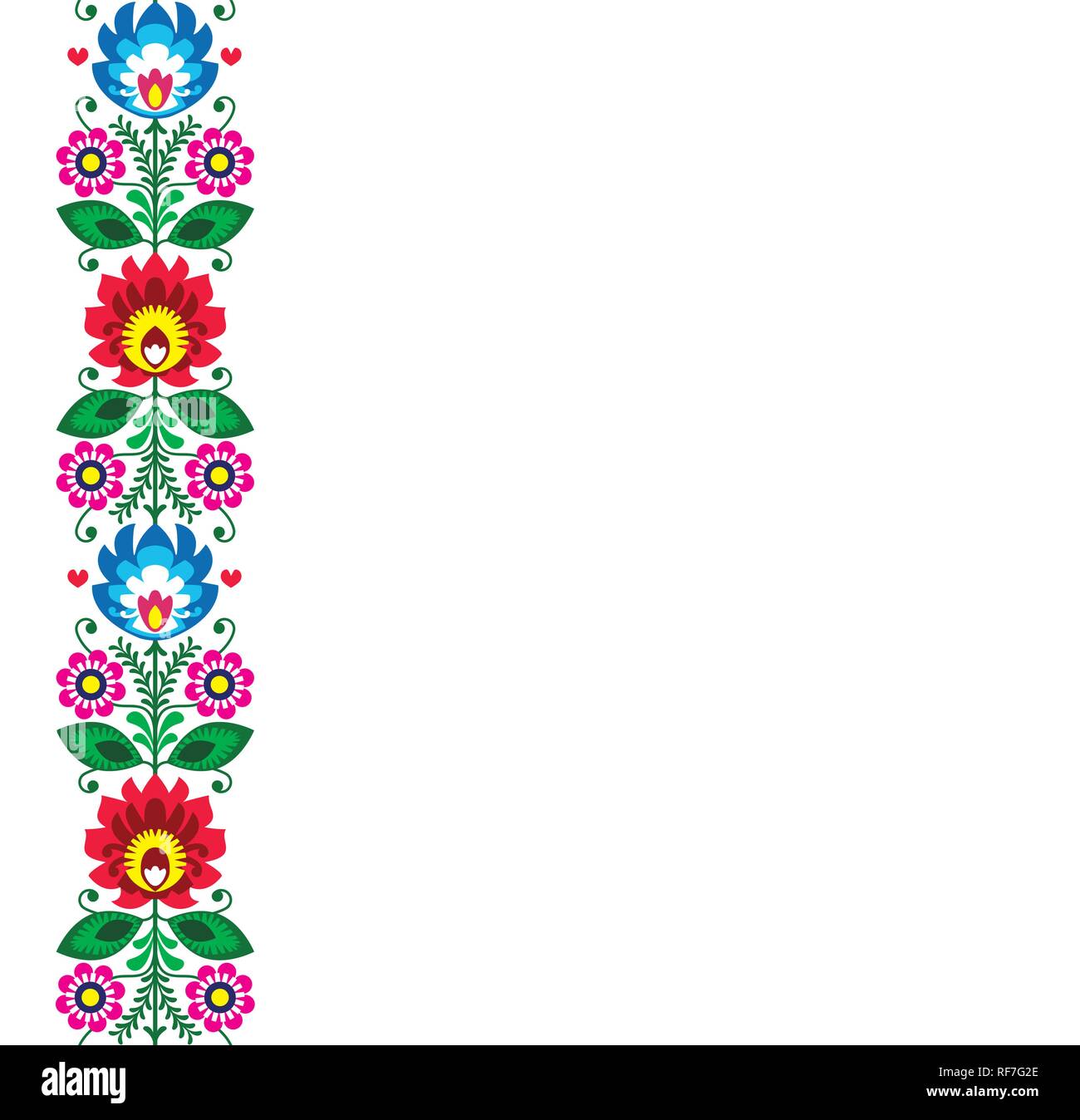 Vector de arte folklórico, tarjeta de felicitación o invitación de boda -  Polaco patrón tradicional con flores - Wycinanki Lowickie. Retro decoración  floral, eslava co Imagen Vector de stock - Alamy