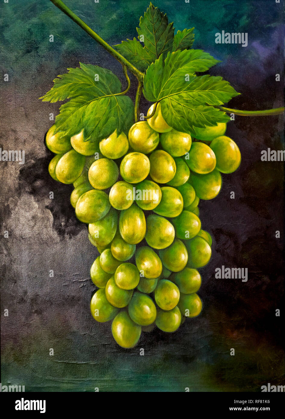 Pintar las uvas. Pintura de un racimo de uvas verdes Fotografía de stock -  Alamy