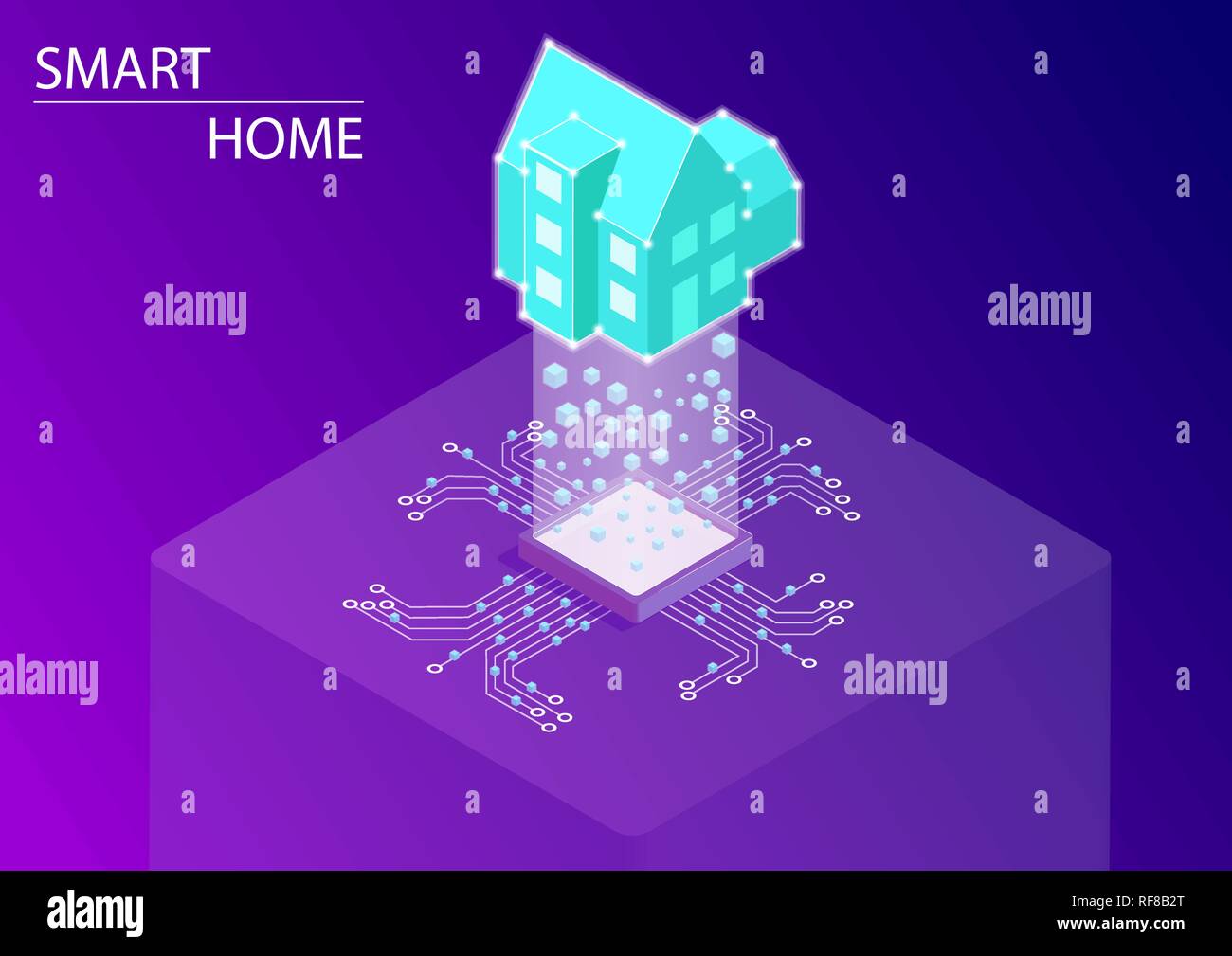 Domótica y hogar conectado el concepto de automatización. 3D isométrica ilustración vectorial. Ilustración del Vector