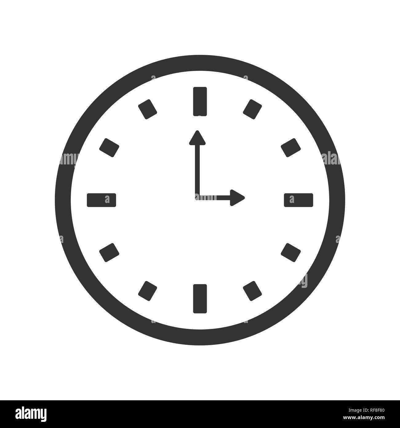 Icono de reloj plano. Tiempo silueta reloj web Imagen Vector de stock -  Alamy