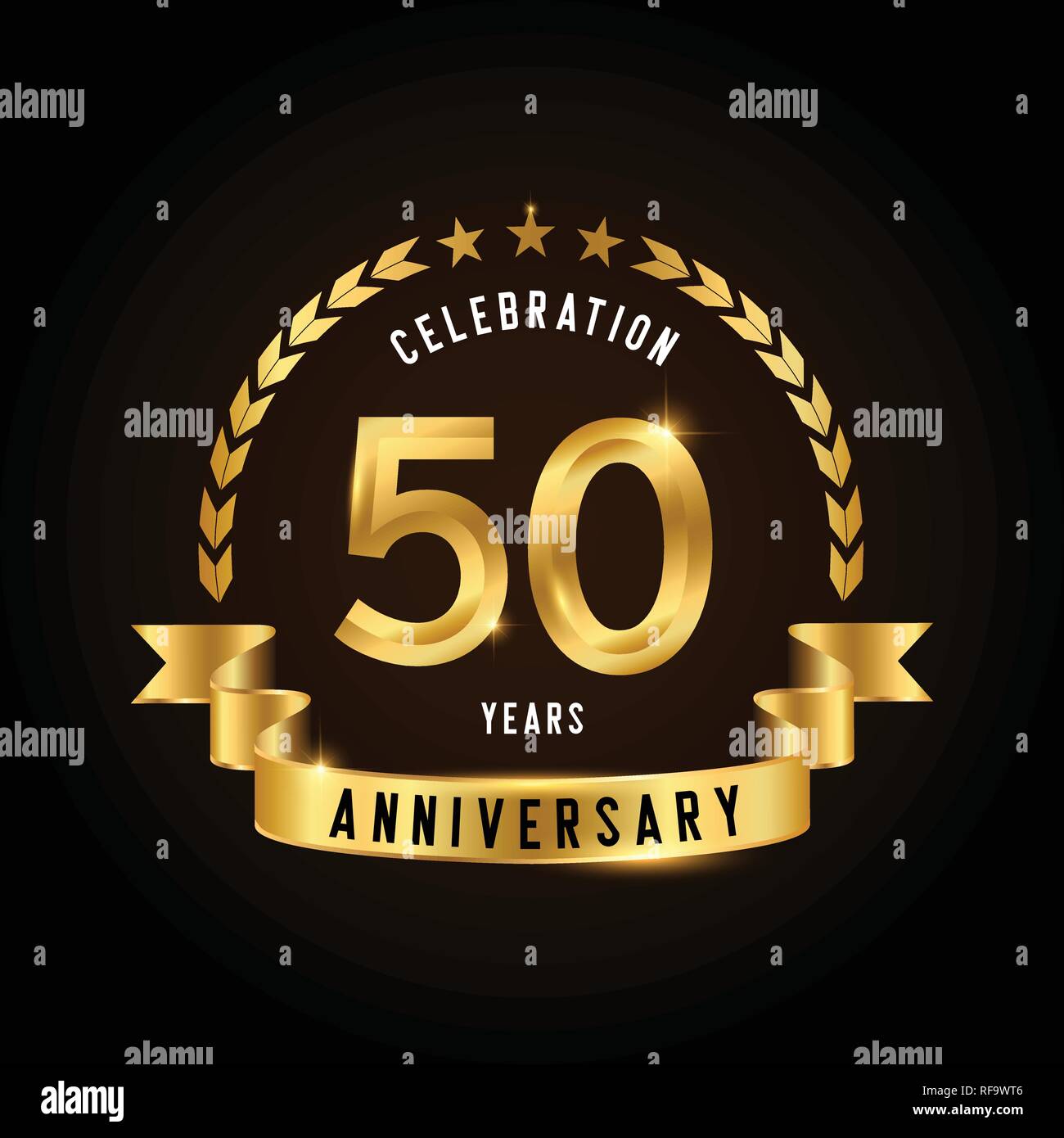50 años aniversario logotipo. Bodas de Oro emblema con cinta. Diseño de  folleto, panfleto, revista, folleto, cartel, web, invita Imagen Vector de  stock - Alamy
