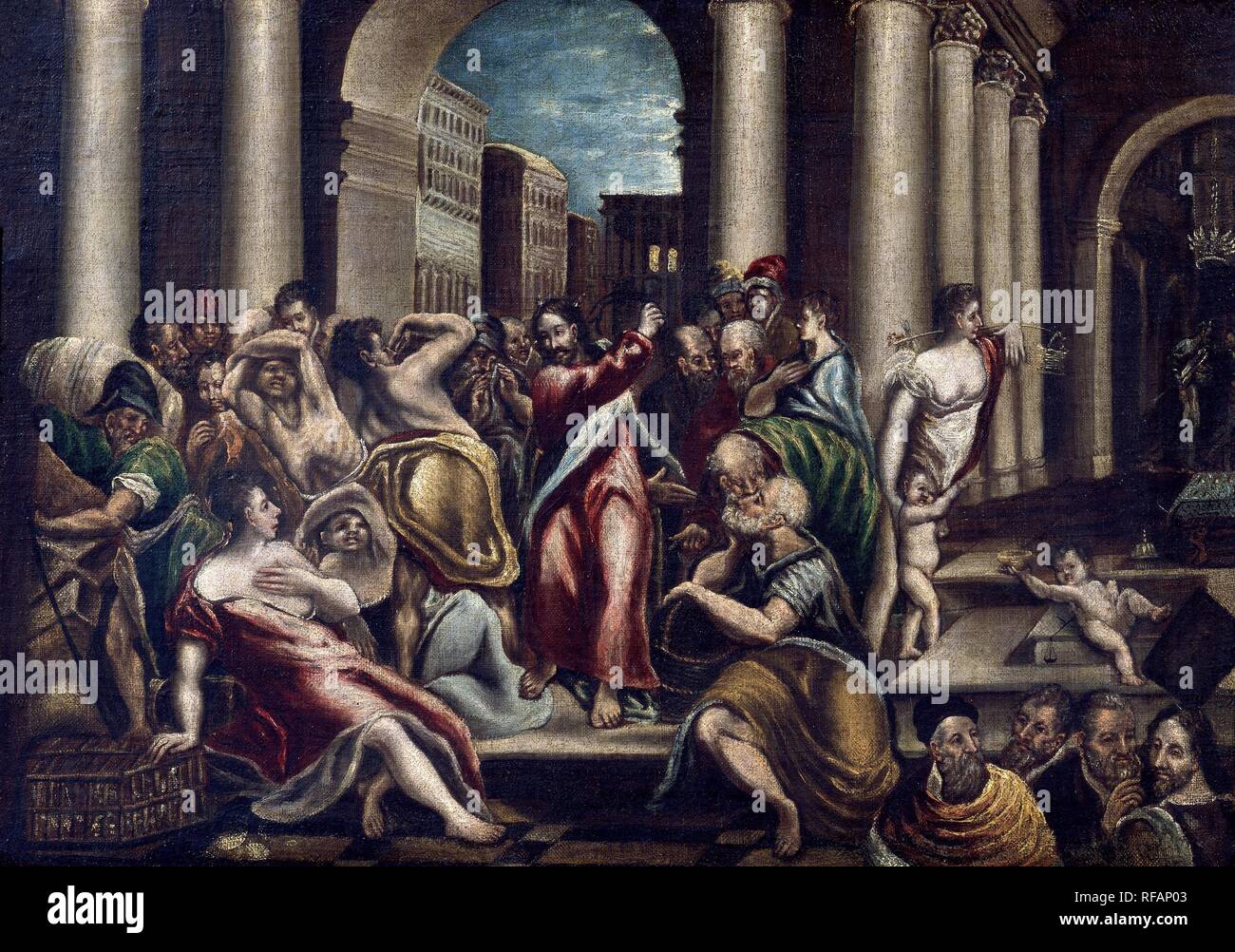 La expulsión de los Mercaderes SIGLO XVI/XVII OLEO/lienzo 50 x 69