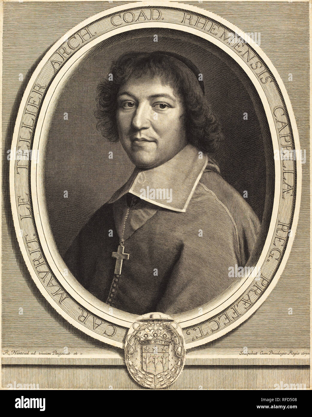 Charles-Maurice Le Tellier. Fecha: 1670. Medio: el grabado. Museo: La Galería Nacional de Arte, Washington DC. Autor: Robert Nanteuil. Foto de stock